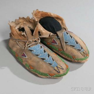 Appraisal: Scarce Pair of Paiute Shoshone Beaded Hide Moccasins c s