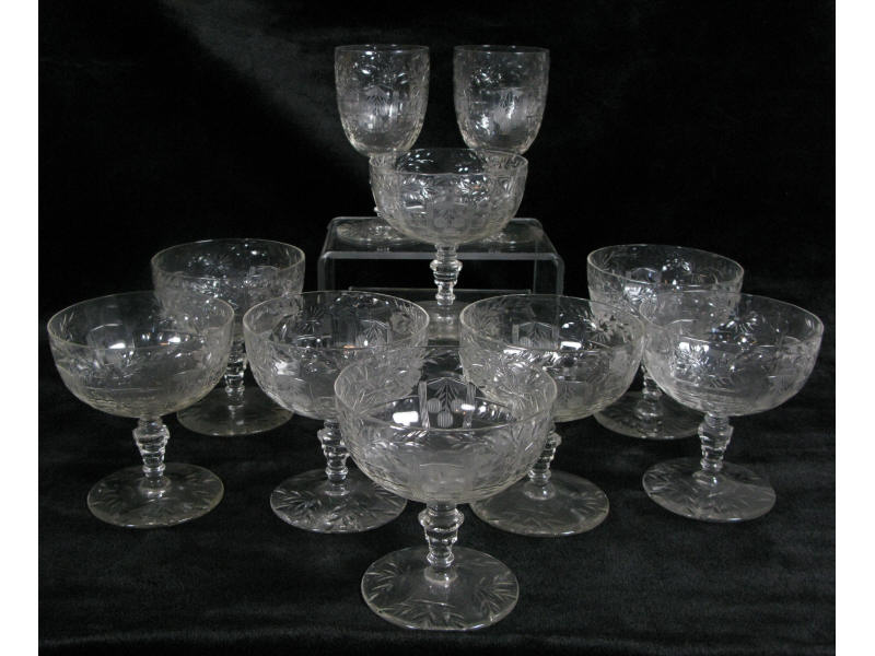 Appraisal: Set of Ten Cut Crystal Stemware including two clarets and