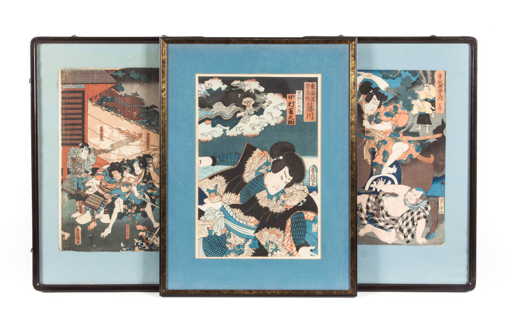 Appraisal: Three Japanese color wood block prints late th century all