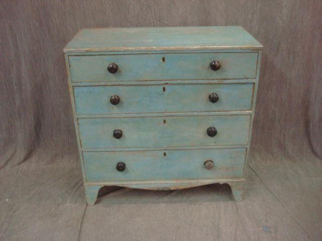 Appraisal: th Cent Drawer Chest in Original Powder Blue Paint From