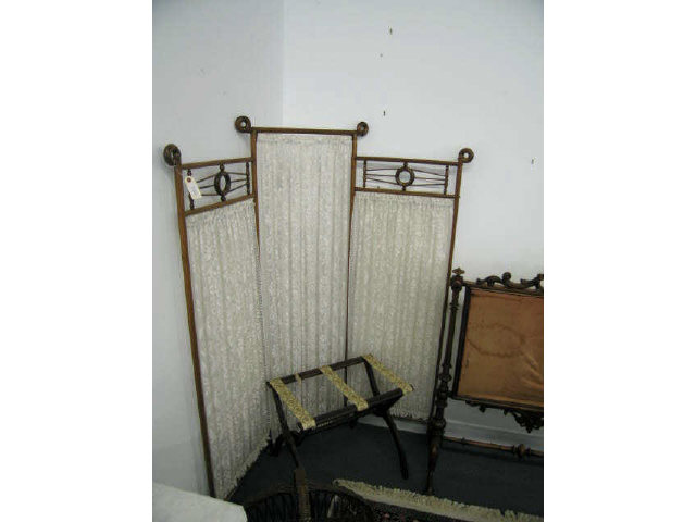 Appraisal: Victorian Oak Dressing Screen panel fine lacework