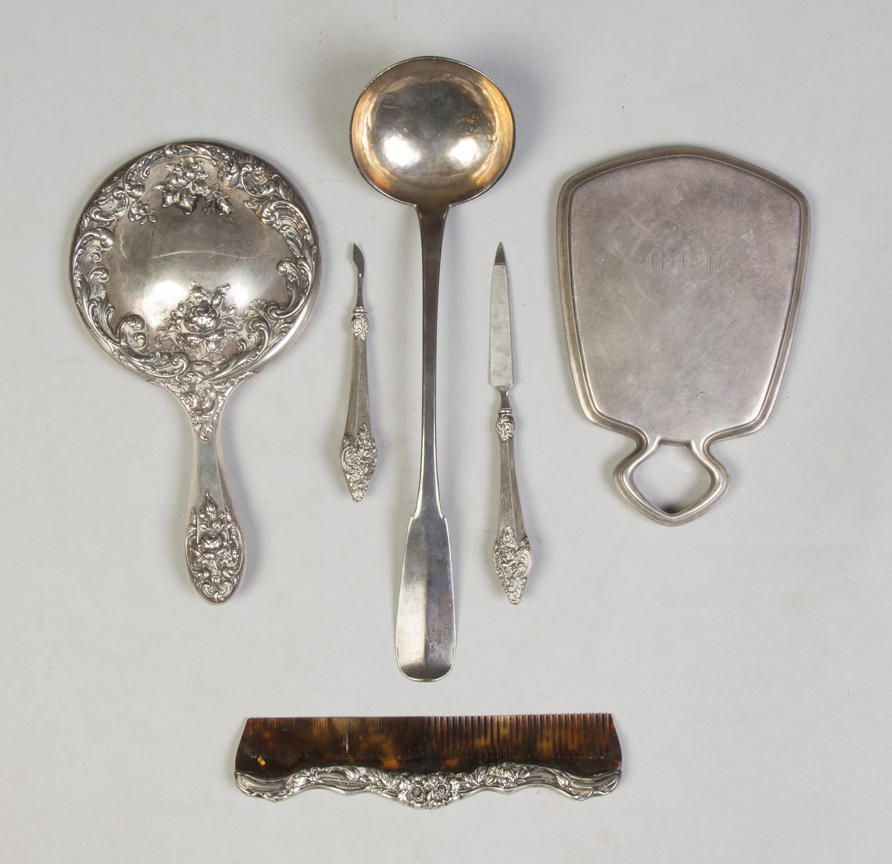 Appraisal: Various Sterling Silver Pieces Mirrors comb etc