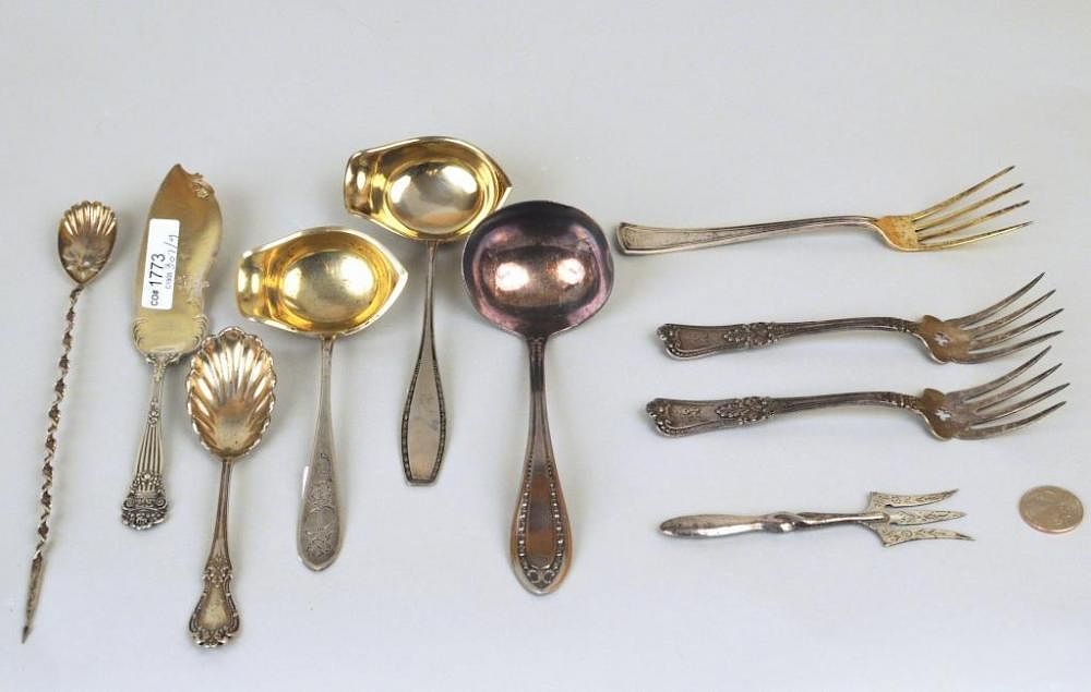 Appraisal: Nine Sterling Silver Serving Utensils Nine sterling silver serving utensils