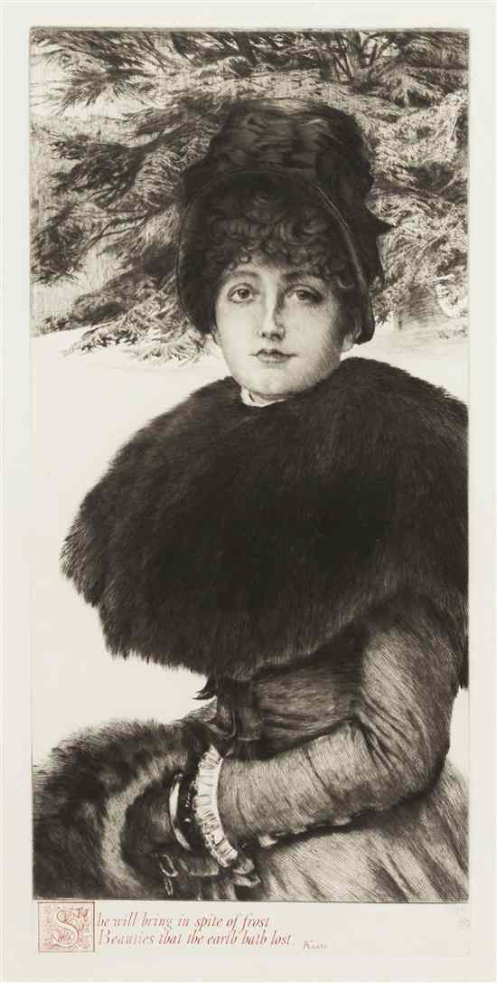 Appraisal: James Jacques Joseph Tissot French - A Winter's Walk etching