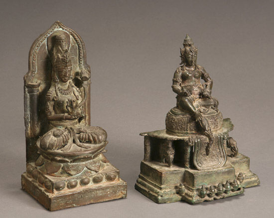 Appraisal: Two Burmese-Thai Bronze Shrines of Maitreya and Jambhala Circa th-