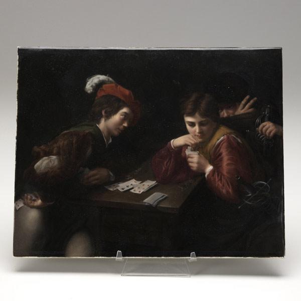 Appraisal: STYLE OF K P M Porcelain plaque hand-painted with a