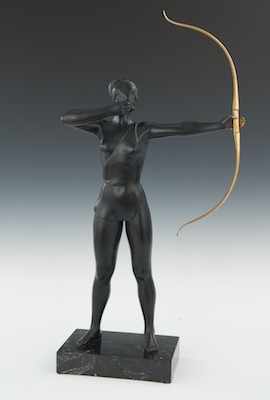 Appraisal: Contemporary Bronze Female Archer Cast bronze standing female archer with