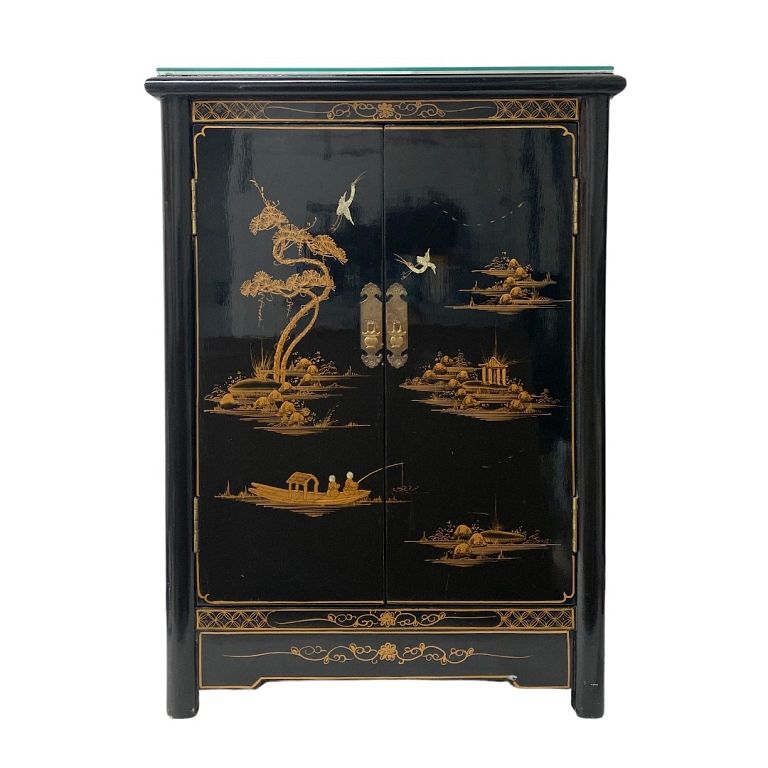 Appraisal: Asian Lacquered End Table Asian Lacquered End Table Total Measures