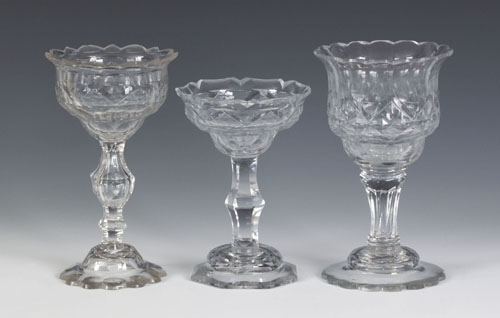 Appraisal: Three Anglo-Irish glass sweet meat dishes late th c h