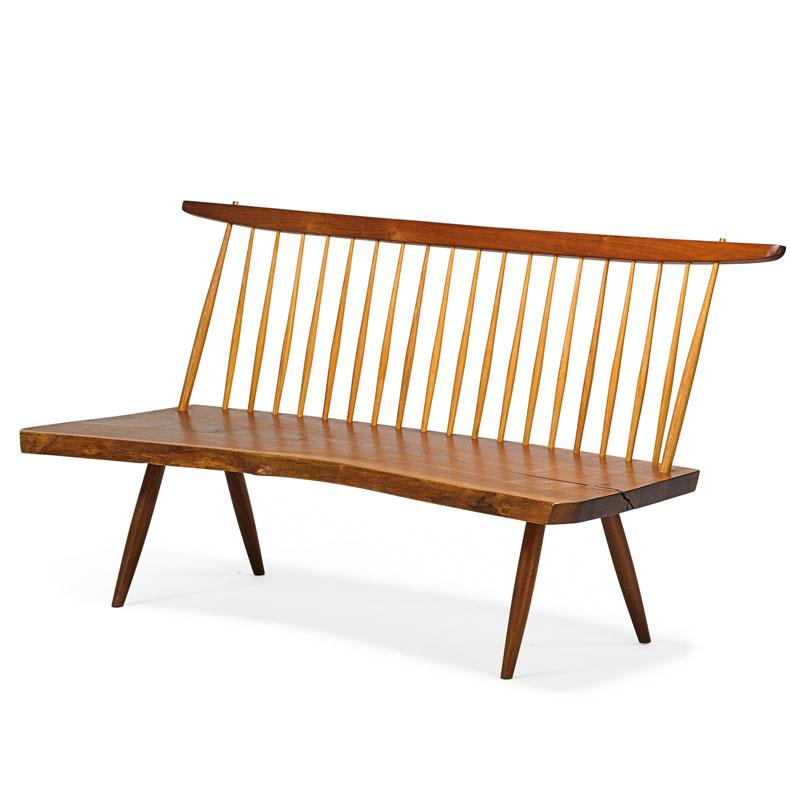 Appraisal: GEORGE NAKASHIMA Bench with Back Condition Report Warm patina to