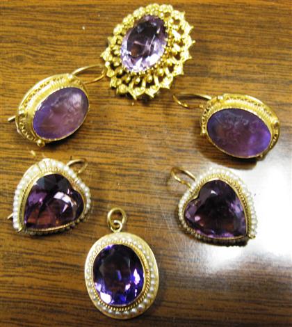 Appraisal: Group of karat yellow gold and amethyst jewelryIncluding two pairs