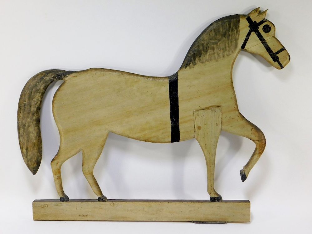 Appraisal: C New England Folk Art Wood Horse Weathervane New England