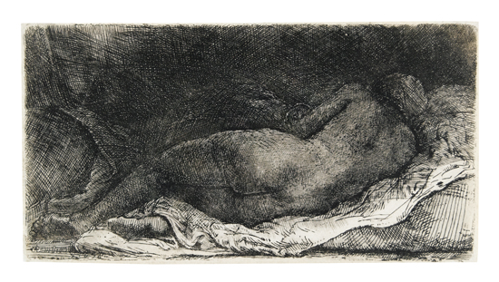 Appraisal: REMBRANDT VAN RIJN Negress Lying Down Etching drypoint and engraving