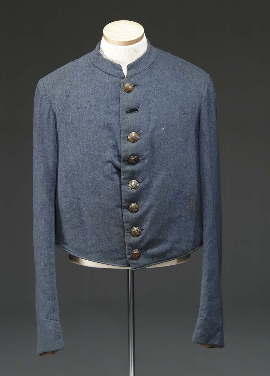 Appraisal: CONFEDERATE STYLE SHELL JACKET Single-breasted gray wool jacket with reproduction