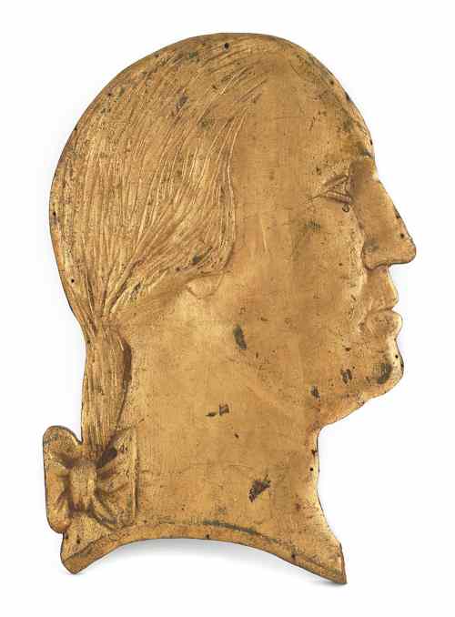 Appraisal: Carved giltwood plaque late th c of a profile bust