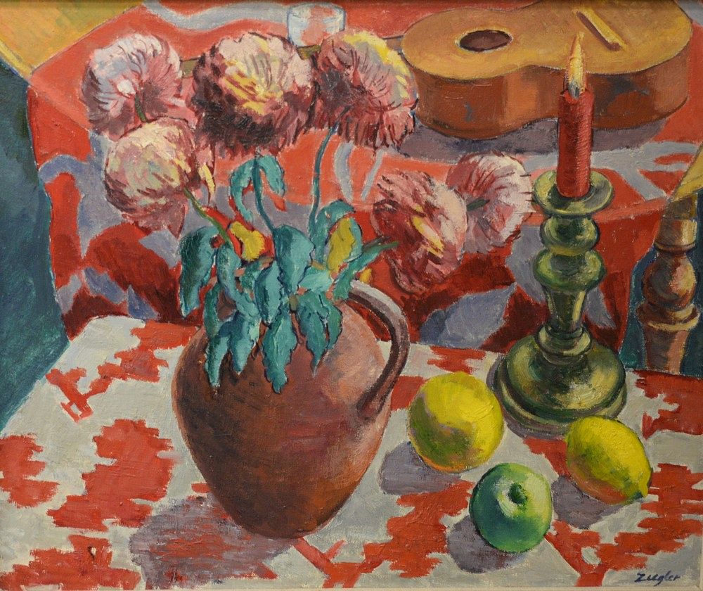 Appraisal: Archibald Ziegler British - still life with flowers in a