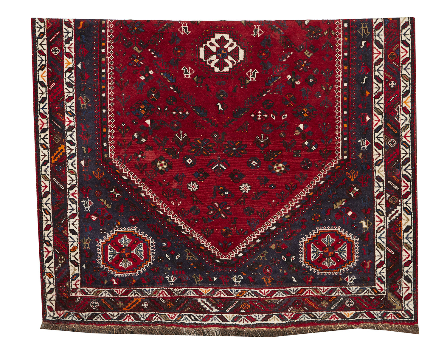 Appraisal: A CAUCASIAN AKSTAFA WOOL RUG Embellished with stylised birds and