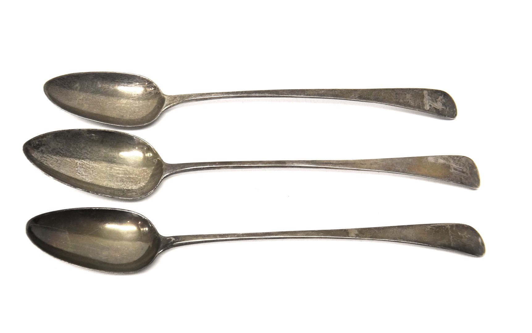 Appraisal: Three George III silver Old English pattern basting spoons London