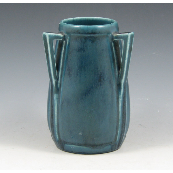 Appraisal: Rookwood three-handled Arts Crafts vase from in matte blue Marked