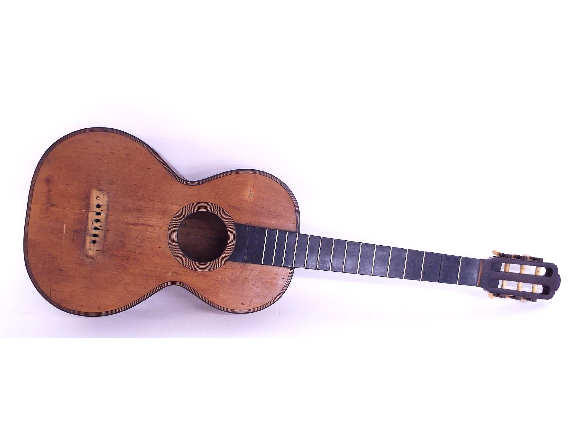 Appraisal: French parlour guitar circa in need of restoration with open