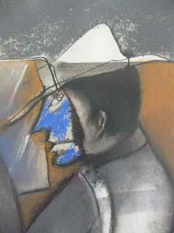 Appraisal: Mexican Art by Ruben Leyva man with hat blue face