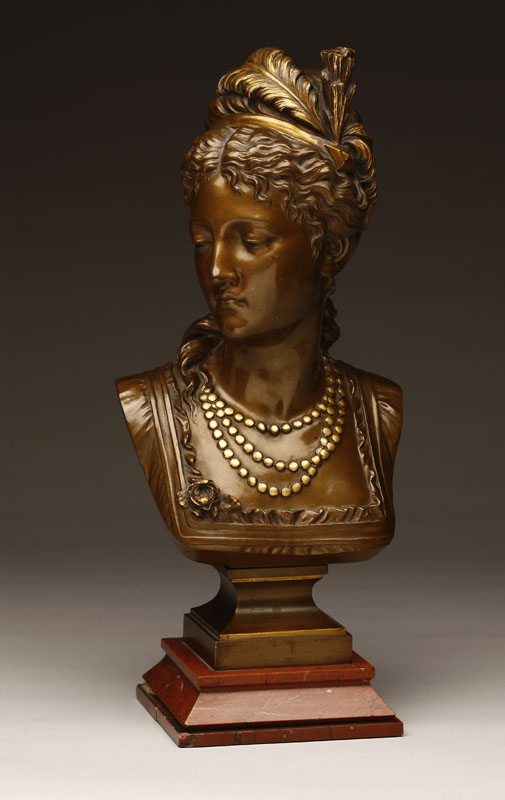 Appraisal: After Eugene Aizelain patinated bronze and parcel gilt bust of