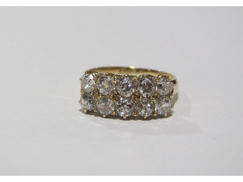 Appraisal: Eighteen carat gold two row horizontal stone brilliant cut diamond