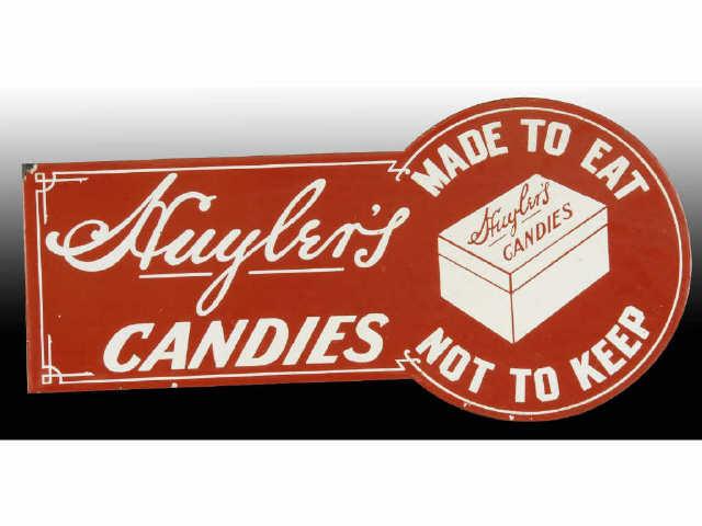 Appraisal: Huyler's Candies Porcelain Flange Sign Description s to s Minor