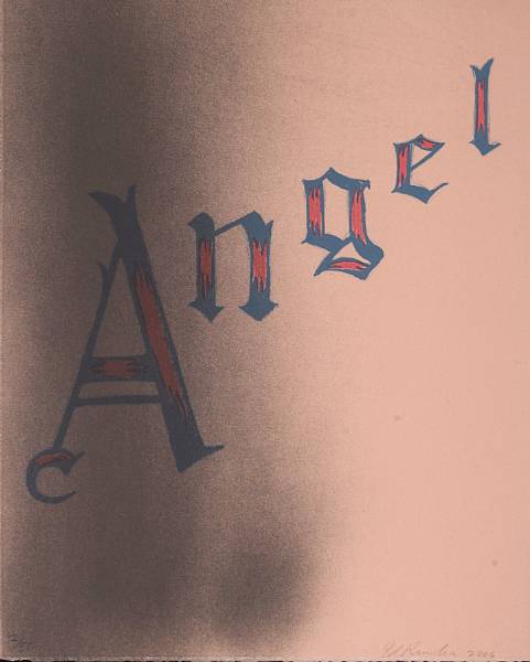 Appraisal: Edward Ruscha American born Angel Lithograph printed in colors on