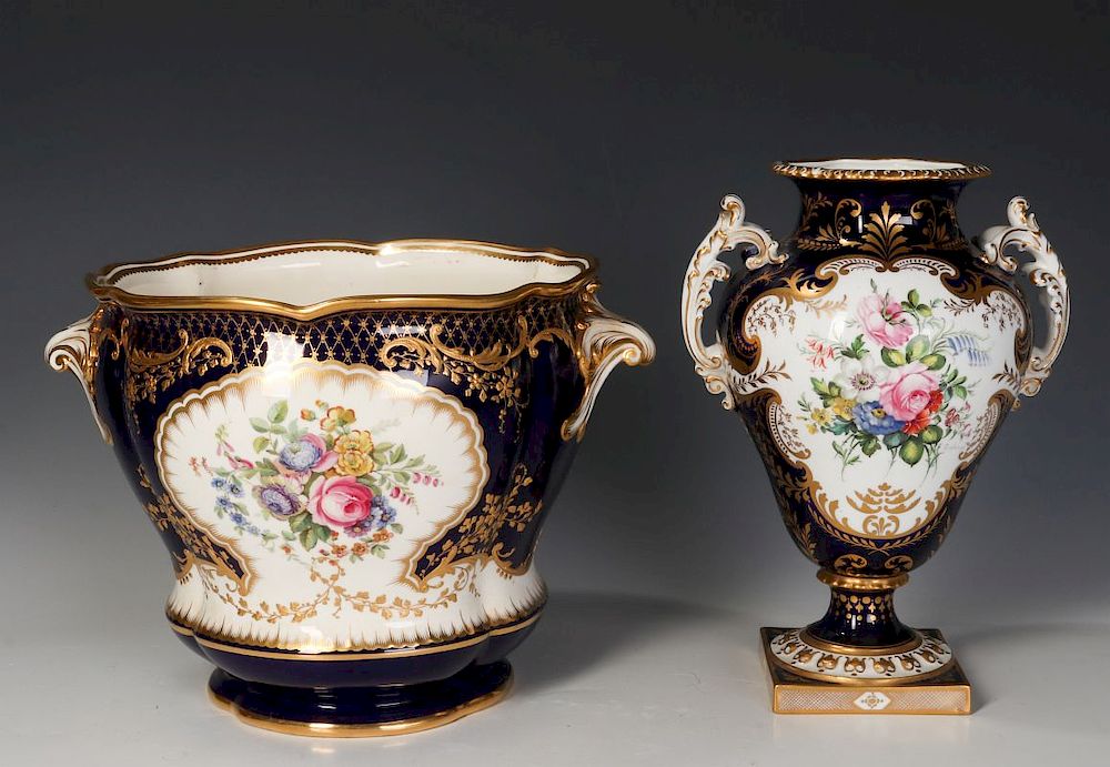 Appraisal: ROYAL CROWN DERBY AND OTHER ENGLISH PORCELAIN A cobalt ground