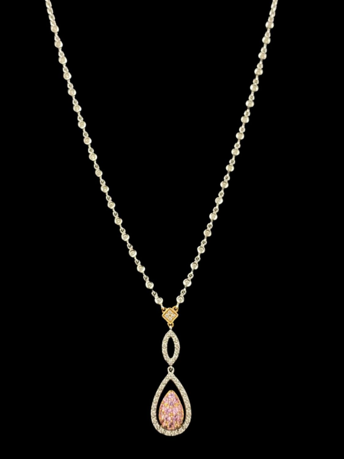 Appraisal: K Gold Pink Sapphire Diamond NecklaceWeight g Length