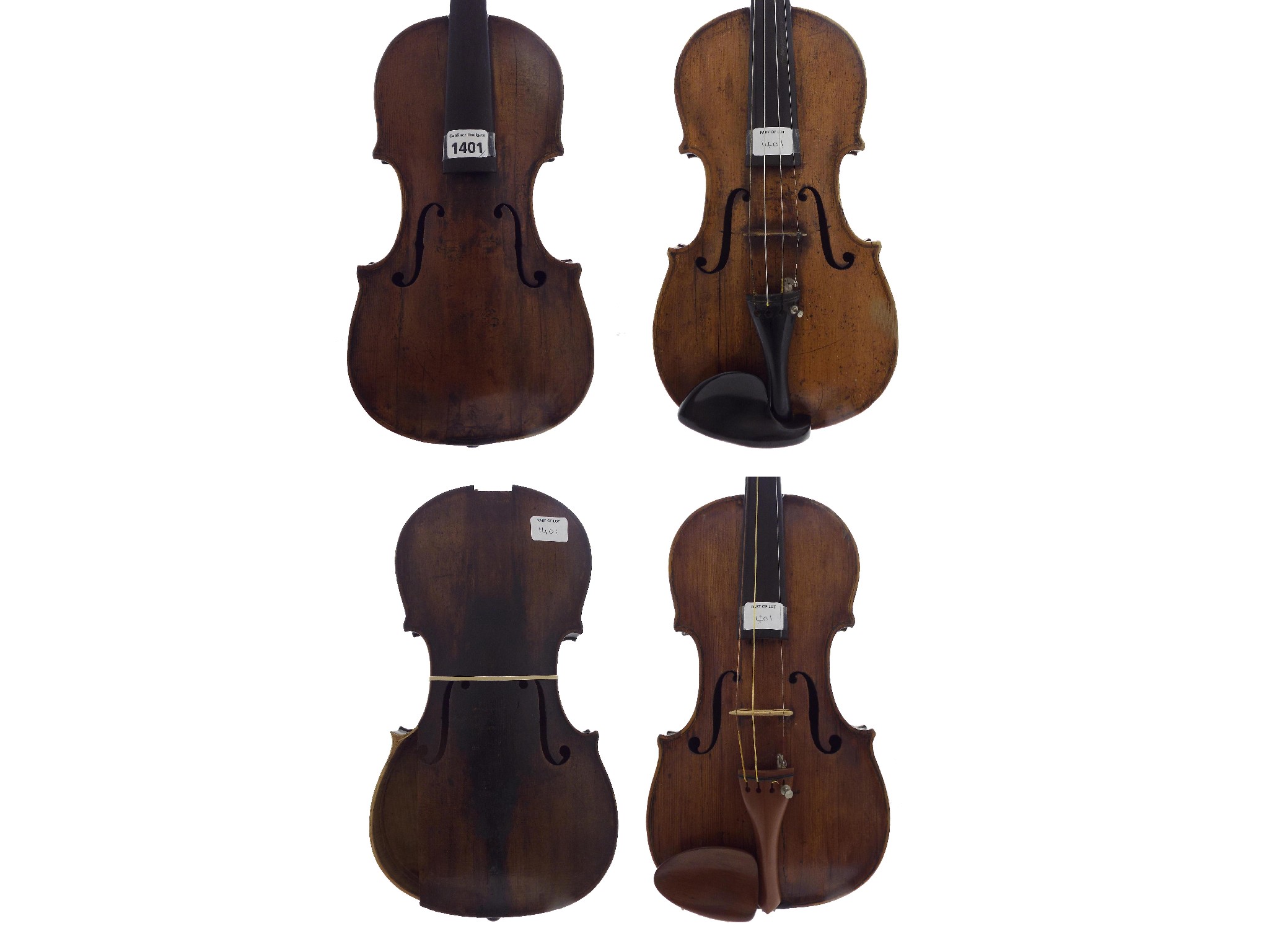 Appraisal: Four interesting early violins in need of extensive restoration