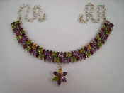 Appraisal: A white metal tests silver multi gem tutti frutti necklace