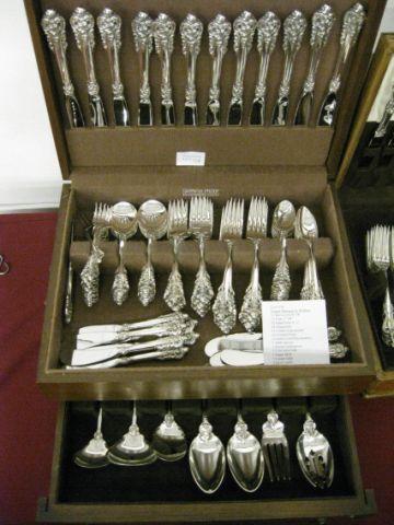 Appraisal: Wallace Grande Baroque Sterling Silver Flatware Service for with servers