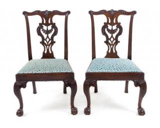 Appraisal: A Pair of Chippendale Mahogany Side Chairs Height inches A