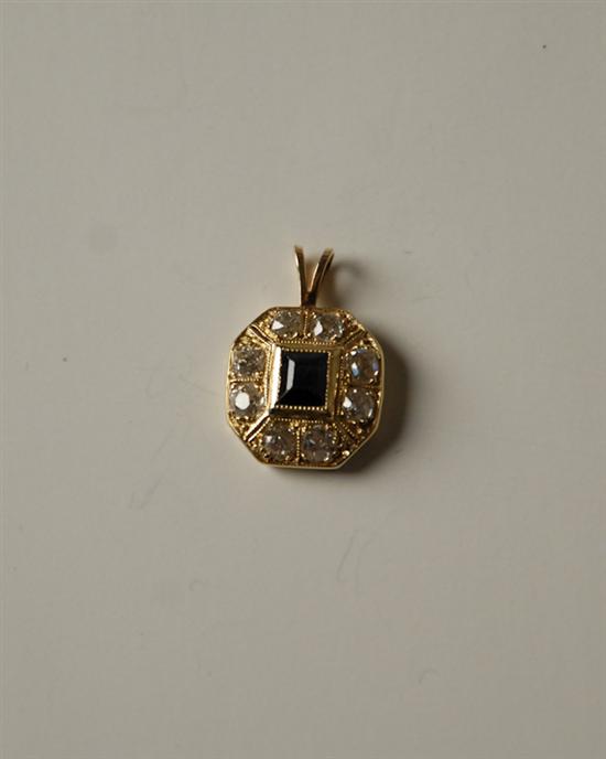 Appraisal: Blue Stone Diamond and K Yellow Gold Pendant old mine