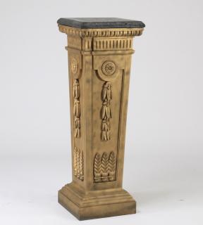 Appraisal: Neoclassical style painted pedestal h Neoclassical style gold painted carved