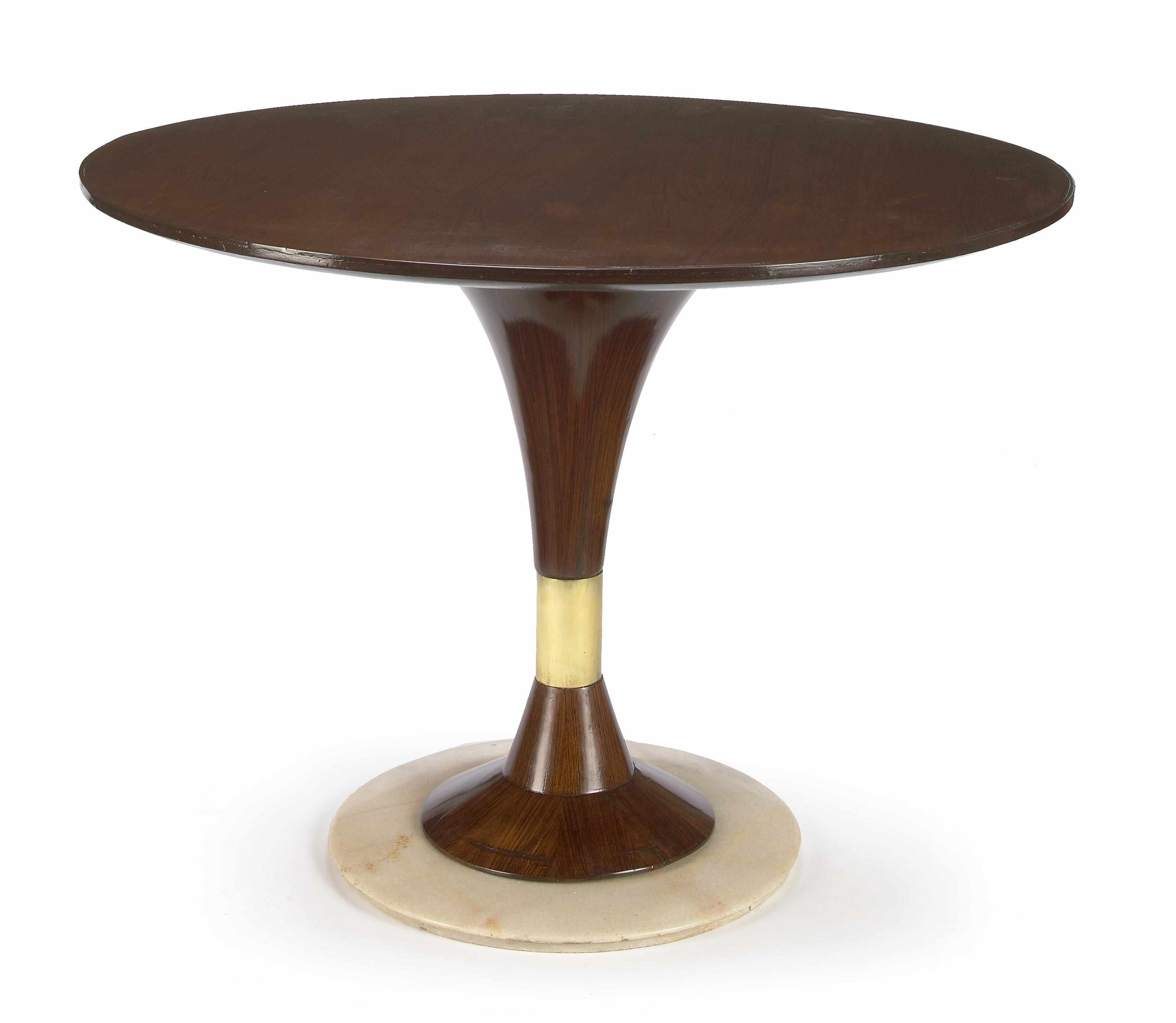 Appraisal: An Ico Parisi mahogany and marble dinette table Italy swith