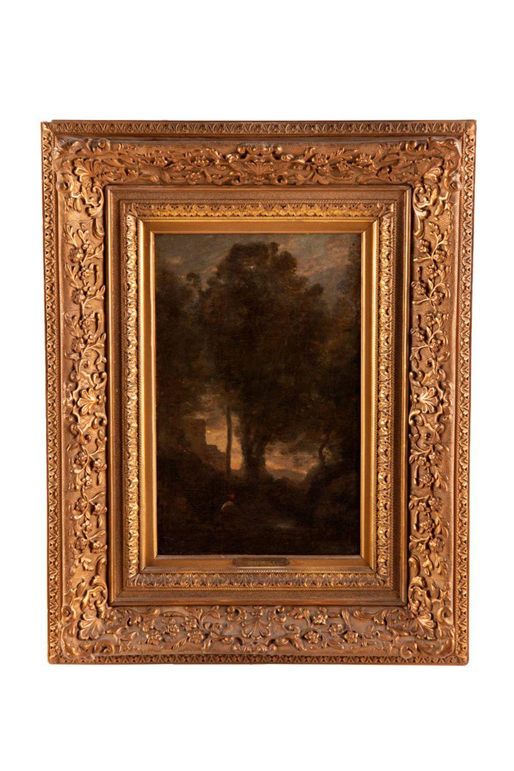 Appraisal: ATTRIBUTED TO JEAN-BAPTISTE-CAMILLE COROT BARBIZON LANDSCAPE oil on canvas relined