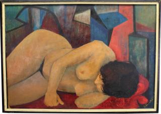 Appraisal: Signed Russian School Reclining Nude Signed Russian School Reclining Nude