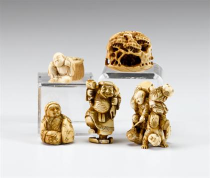 Appraisal: Five Japanese ivory studies mostly late th century Including four