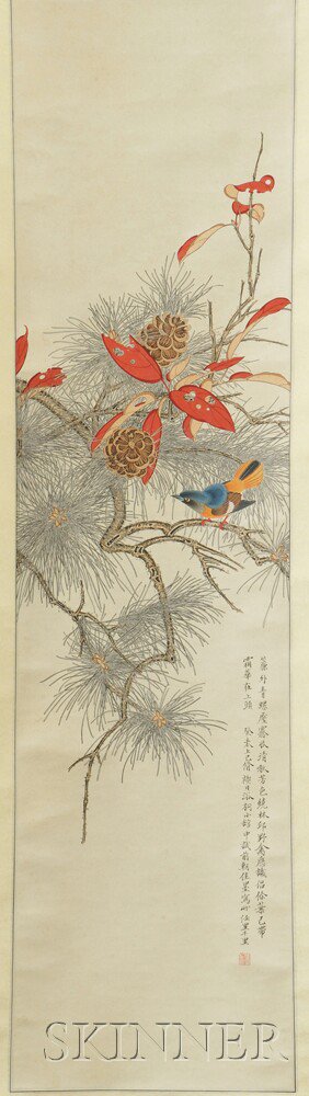 Appraisal: Painting Depicting a Bird China in the manner of Ren