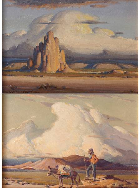 Appraisal: Victor Clyde Forsythe American - Greasewood Gus Monument Valley Pair