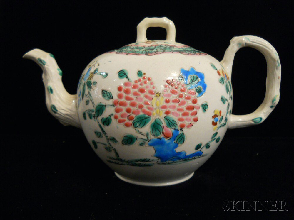 Appraisal: Staffordshire Salt-glazed Stoneware Teapot and Cover England c globular with