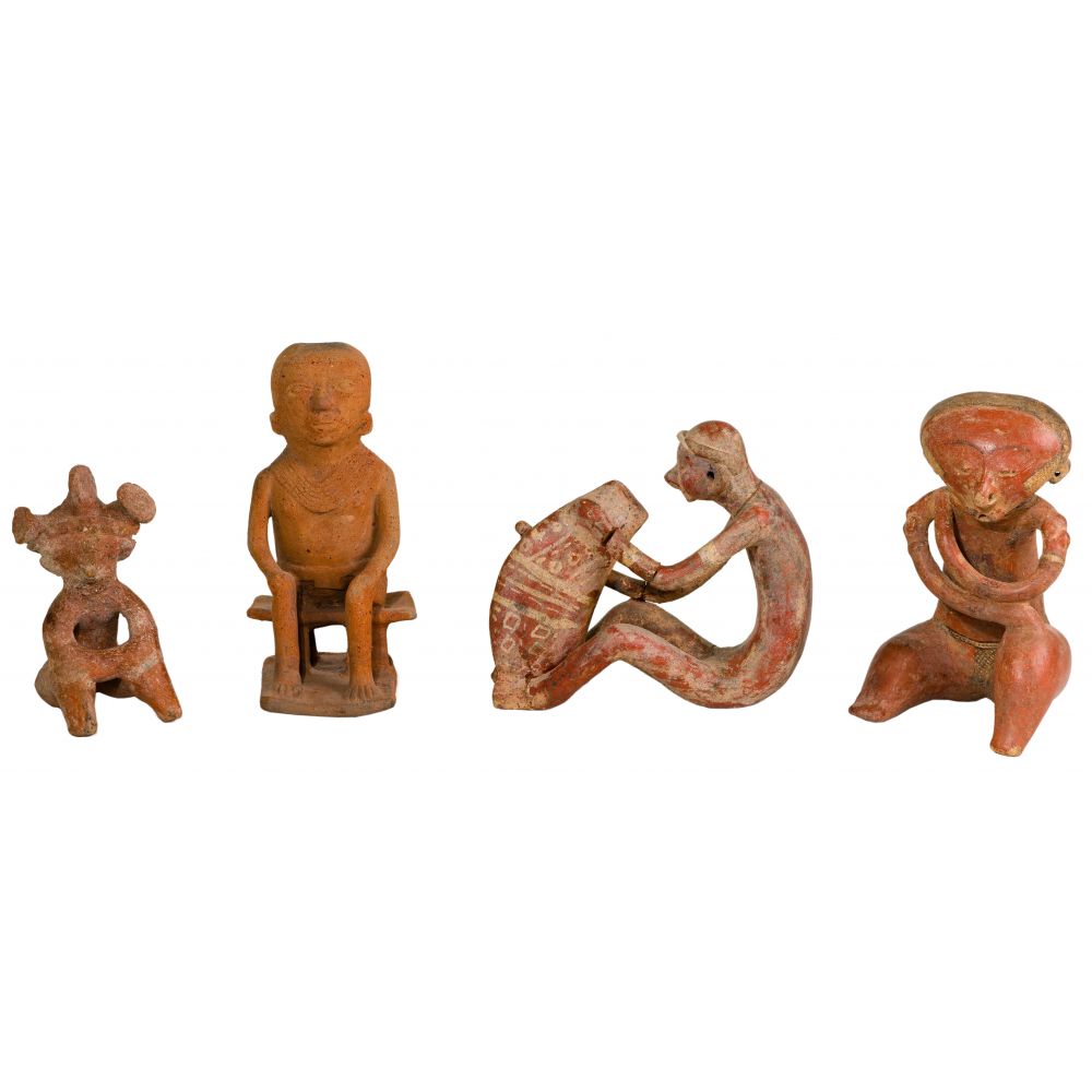 Appraisal: MEXICAN NAYARIT CHINESCO FIGURE ASSORTMENT items including a polychrome sitting