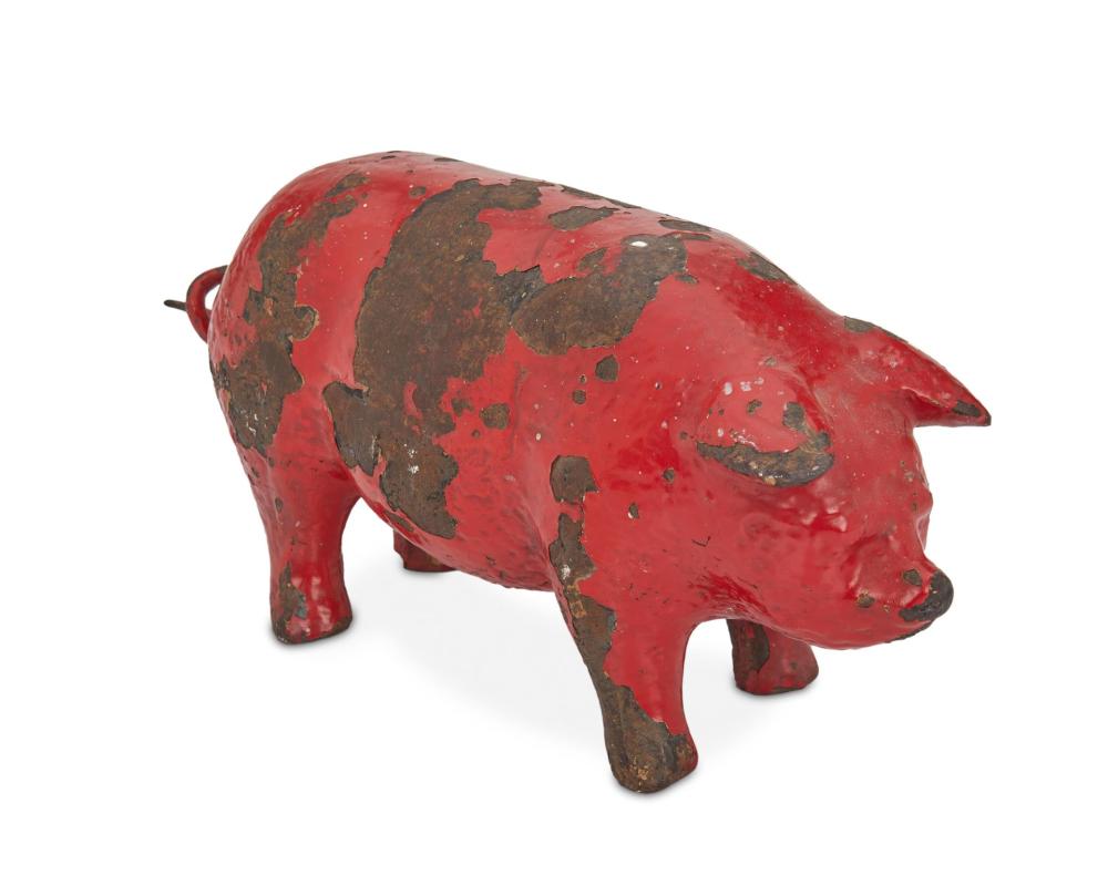 Appraisal: A painted cast iron pig doorstop th Century H x