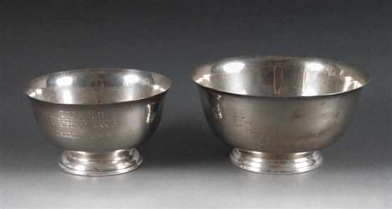 Appraisal: Two American sterling silver Revere style bowls by Boardman and