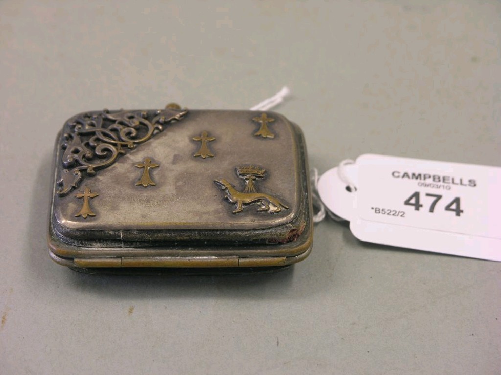 Appraisal: A miniature silver plated purse souvenir from St Malo plating