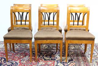 Appraisal: Lot of German Biedermeier fruitwood side chairs circa having ebonized