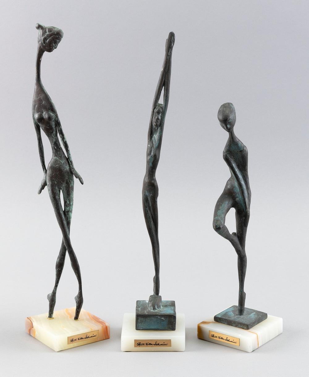 Appraisal: RUTH KELLER SCHWEISS MISSOURI - THREE STANDING FIGURES BRONZES HEIGHTS